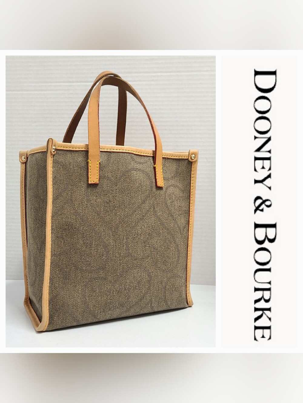 Dooney & Bourke Brown Mini Shopper Tote Bag Signature Heart Print